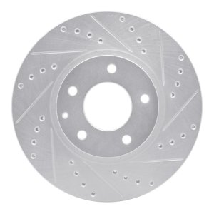 Mazda Millenia Brake Rotor (1) - Front Right - R1 Concepts - Drilled & Slotted - Silver - `01-`02